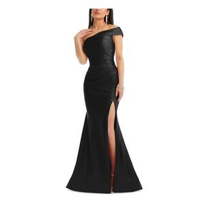 CYNTHIA & SAHAR Womens Black Lined Thigh-high Side Slit Formal Dress L